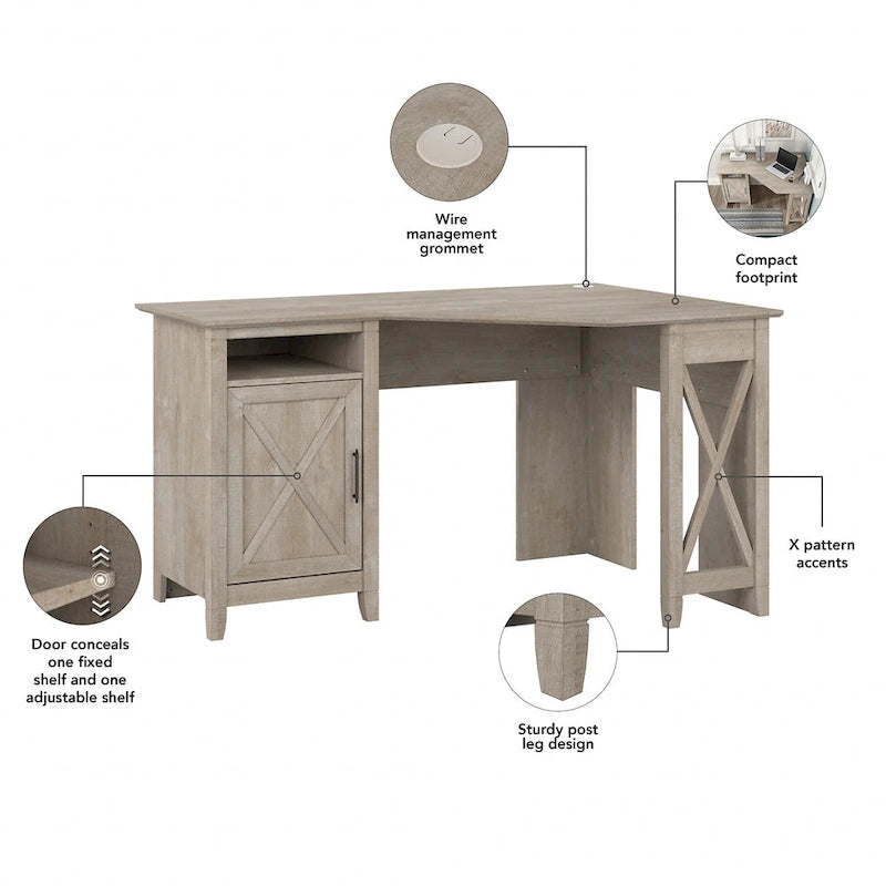 Bush Furniture Key West 54W Corner Computer Desk with Storage