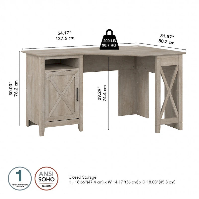 Bush Furniture Key West 54W Corner Computer Desk with Storage