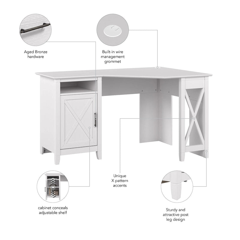 Bush Furniture Key West 54W Corner Computer Desk with Storage