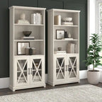 Lennox 5 Shelf Bookcase with Glass Doors - Set of 2 by Bush Furniture