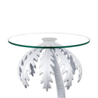 Table d'appoint Hedda 24.75, style palmier vintage en métal avec plateau en verre, blanc, par JONATHAN Y