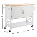 SAFAVIEH Krystal 2-Door 1-Shelf Kitchen Cart - 45.7 W x 17.3 L x 35.6 H - 46Wx17Dx36H