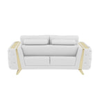 HomeRoots 72 White And Gold Genuine Leather Loveseat