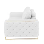 HomeRoots 72 White And Gold Genuine Leather Loveseat