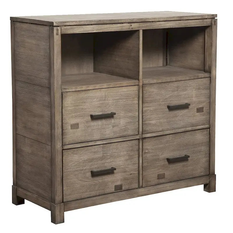 HomeRoots 42 Brown Solid Wood Open Shelving TV Stand - 40 x 41.5 x 18