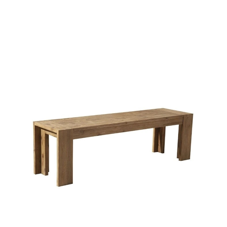 HomeRoots 58 Natural Distressed Solid Wood Dining Bench - 58