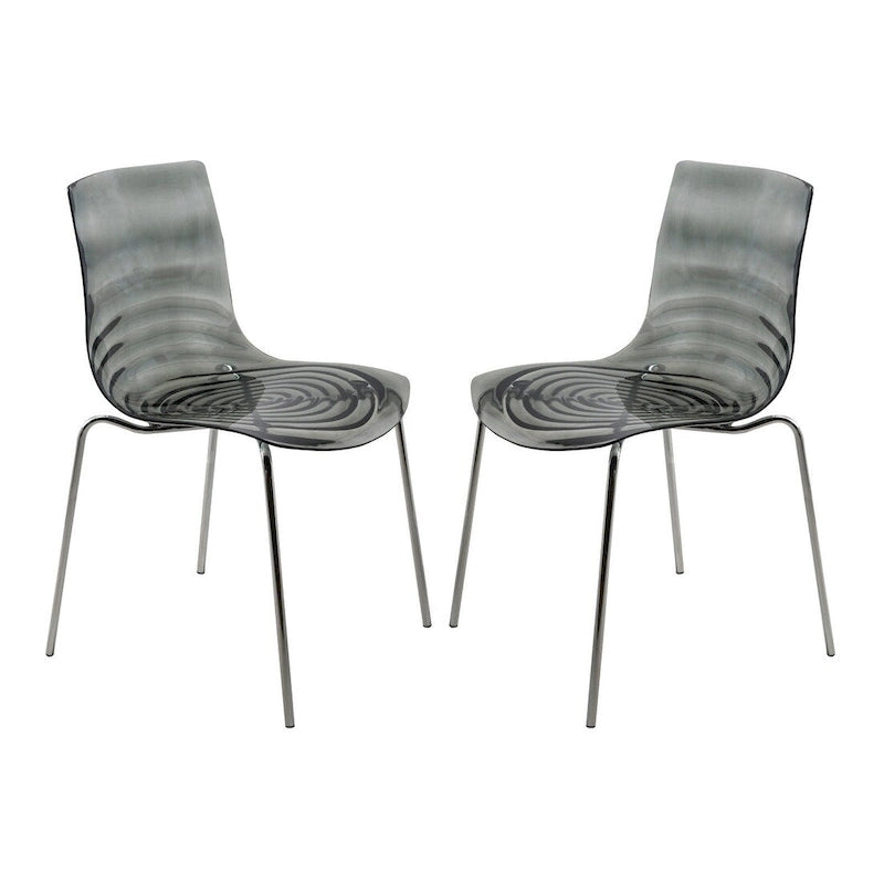 Chaise de salle à manger en acrylique Astor avec pieds chromés (lot de 2) Chaise d'appoint moderne