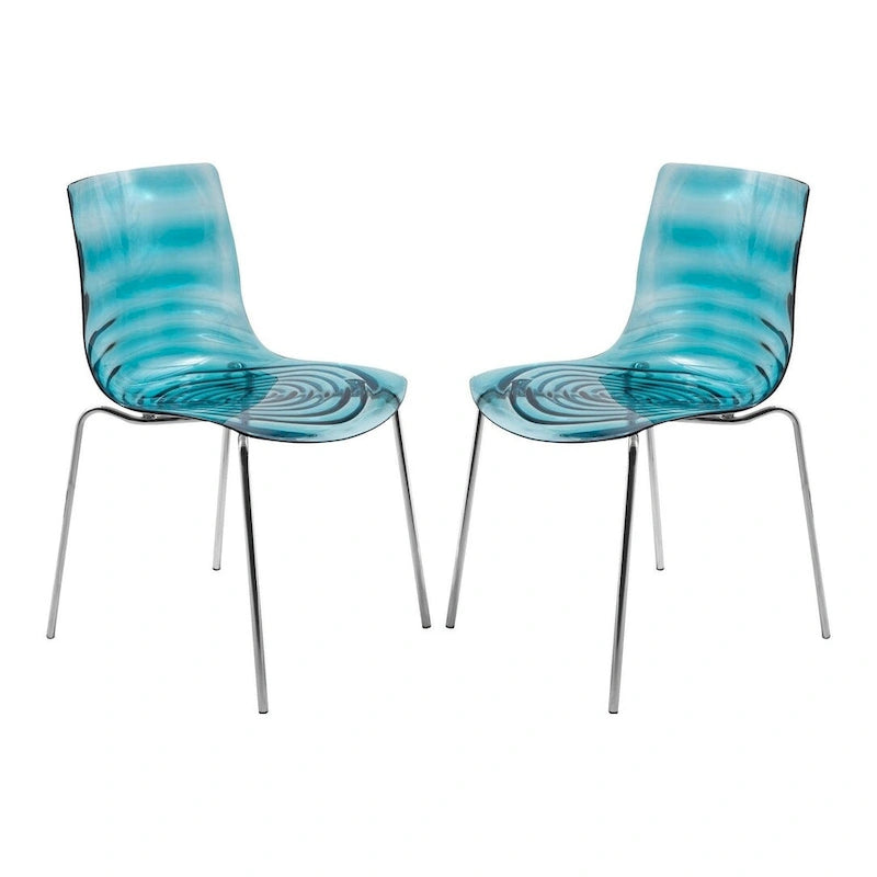 Astor Acrylic Dining Chair with Chrome Legs (Set of 2) Modern Accent Side Chair