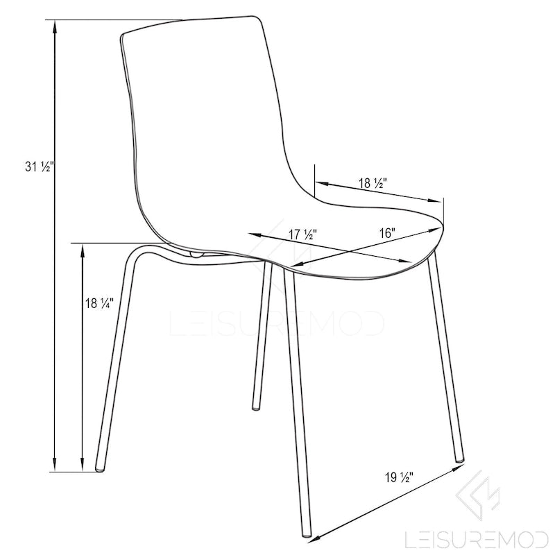 Astor Acrylic Dining Chair with Chrome Legs (Set of 2) Modern Accent Side Chair