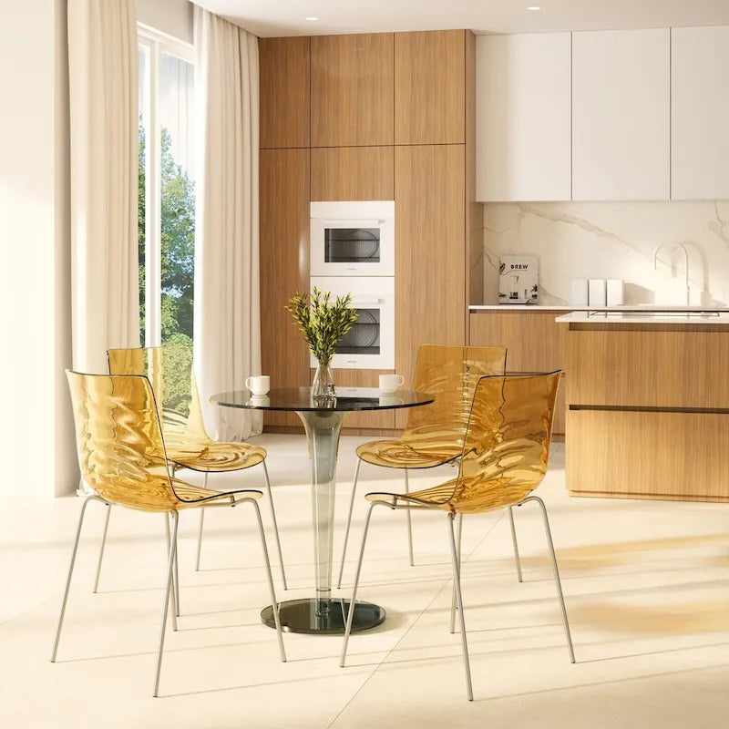 Astor Acrylic Dining Chair with Chrome Legs (Set of 2) Modern Accent Side Chair
