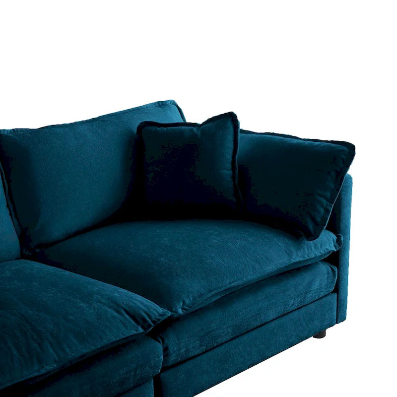 4-Piece Modular Chenille Upholstered Sleeper Sectional Sofa Bed with Ottoman
