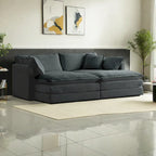 4-Piece Modular Chenille Upholstered Sleeper Sectional Sofa Bed with Ottoman