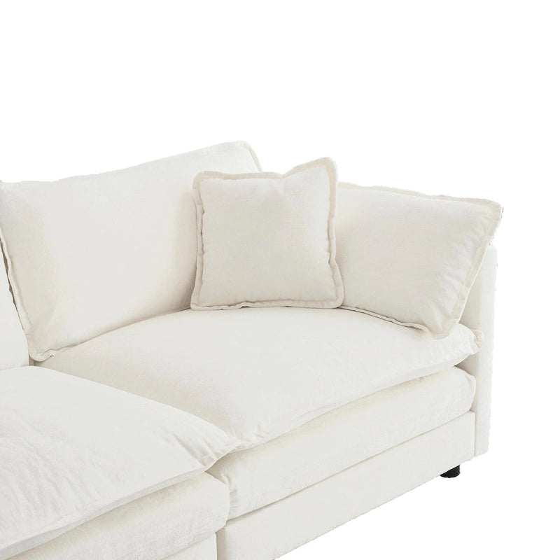 4-Piece Modular Chenille Upholstered Sleeper Sectional Sofa Bed with Ottoman