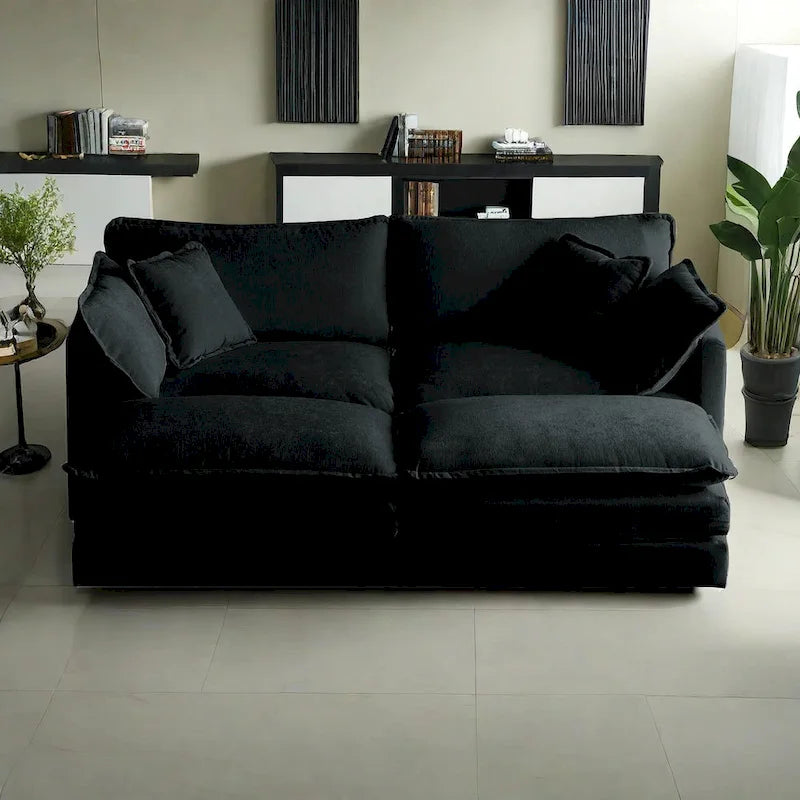 4-Piece Modular Chenille Upholstered Sleeper Sectional Sofa Bed with Ottoman