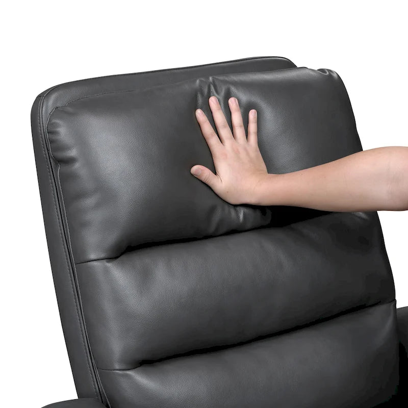 Glider Reclining Chair Swivel Motion Breathable Faux Leather Upholstery Luxury Living Room Furniture, Movie Chair