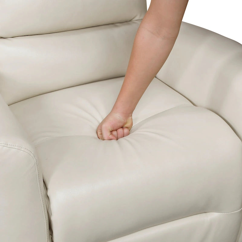 Glider Reclining Chair Swivel Motion Breathable Faux Leather Upholstery Luxury Living Room Furniture, Movie Chair