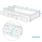 Twin Size Wooden Platform Bed with 3 Drawers