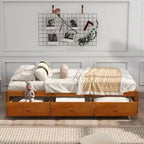 Twin Size Wooden Platform Bed with 3 Drawers