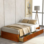 Twin Size Wooden Platform Bed with 3 Drawers