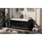 Banc de rangement moderne avec 2 tiroirs de rangement et 2 portes d'armoire, coussin amovible pour entrée et salon