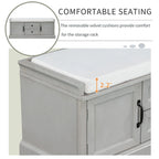 Banc de rangement moderne avec 2 tiroirs de rangement et 2 portes d'armoire, coussin amovible pour entrée et salon