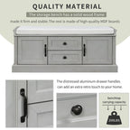 Banc de rangement moderne avec 2 tiroirs de rangement et 2 portes d'armoire, coussin amovible pour entrée et salon