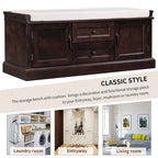 Banc de rangement moderne avec 2 tiroirs de rangement et 2 portes d'armoire, coussin amovible pour entrée et salon