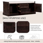 Banc de rangement moderne avec 2 tiroirs de rangement et 2 portes d'armoire, coussin amovible pour entrée et salon
