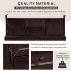 Banc de rangement moderne avec 2 tiroirs de rangement et 2 portes d'armoire, coussin amovible pour entrée et salon