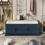 Banc de rangement moderne avec 2 tiroirs de rangement et 2 portes d'armoire, coussin amovible pour entrée et salon