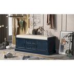 Banc de rangement moderne avec 2 tiroirs de rangement et 2 portes d'armoire, coussin amovible pour entrée et salon