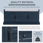 Banc de rangement moderne avec 2 tiroirs de rangement et 2 portes d'armoire, coussin amovible pour entrée et salon