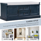 Banc de rangement moderne avec 2 tiroirs de rangement et 2 portes d'armoire, coussin amovible pour entrée et salon
