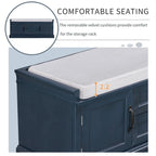 Banc de rangement moderne avec 2 tiroirs de rangement et 2 portes d'armoire, coussin amovible pour entrée et salon