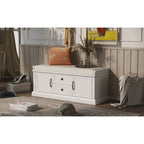 Banc de rangement moderne avec 2 tiroirs de rangement et 2 portes d'armoire, coussin amovible pour entrée et salon