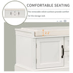 Banc de rangement moderne avec 2 tiroirs de rangement et 2 portes d'armoire, coussin amovible pour entrée et salon