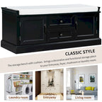 Banc de rangement moderne avec 2 tiroirs de rangement et 2 portes d'armoire, coussin amovible pour entrée et salon
