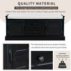Banc de rangement moderne avec 2 tiroirs de rangement et 2 portes d'armoire, coussin amovible pour entrée et salon