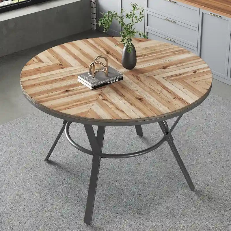 Christopher Knight Home Indoor Dining Round Table With Metal Legs