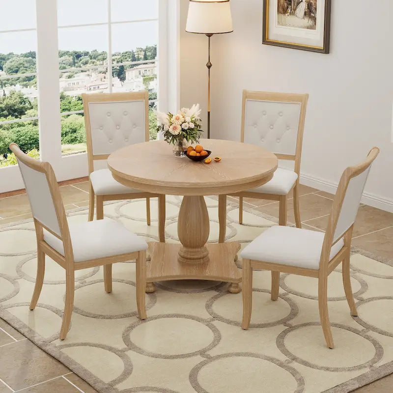 Lak Retro 5-Piece Dining Sets with Upholstered Chairs by GDFStudio