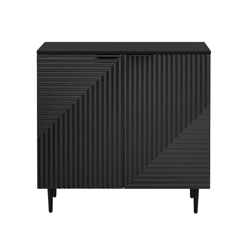 Christopher Knight Home - Mirod Set of 2 Modern Side Cabinets with Adjustable Shelves and Geometric Door Design