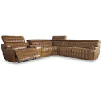Signature Design by Ashley Temmpton Medium Brown 6-Piece Power Reclining Sectional - 124W x 110D x 34H
