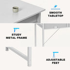 Modern Writing Office Desk with Built in 2 Drawer and Headphone Hook for Small Home Offices and Bedrooms