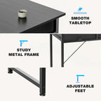 Modern Writing Office Desk with Built in 2 Drawer and Headphone Hook for Small Home Offices and Bedrooms