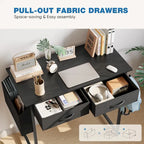 Modern Writing Office Desk with Built in 2 Drawer and Headphone Hook for Small Home Offices and Bedrooms