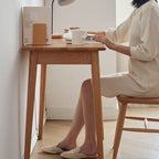 Modern Writing Study Desk with 2 Drawers and Solid Oak Frame for Small Home Office or Apartment Spaces