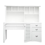 Modern Computer Desk with Hutch and 2 Tier Shelves and Drawers and Concealed Cabinet for Study and Bedroom or Living Room