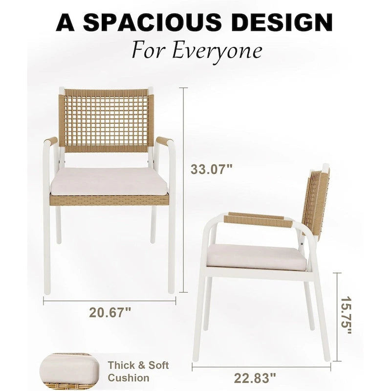 Outdoor Dining Chairs Set of 2, Patio Wicker Chairs with Cushions