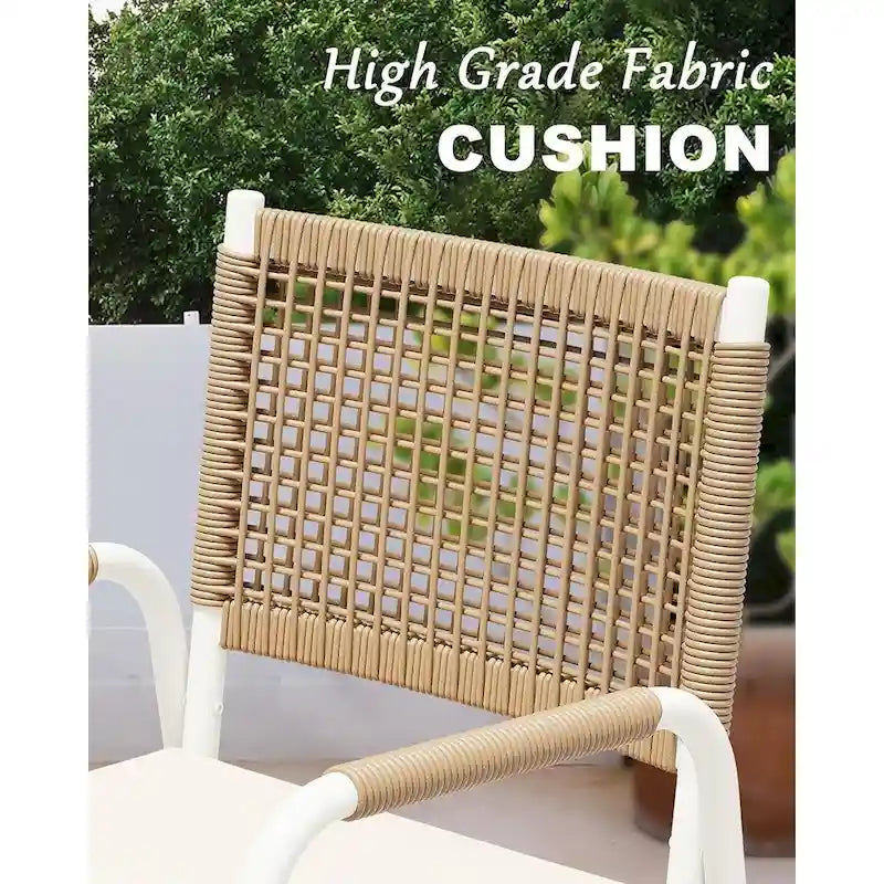 Outdoor Dining Chairs Set of 2, Patio Wicker Chairs with Cushions