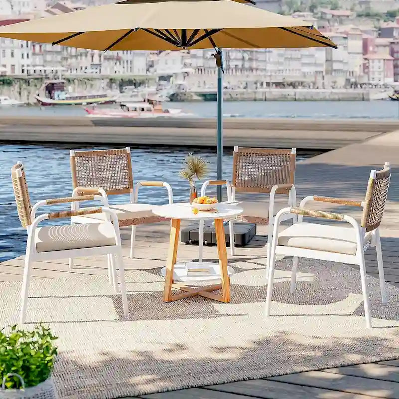 Outdoor Dining Chairs Set of 2, Patio Wicker Chairs with Cushions